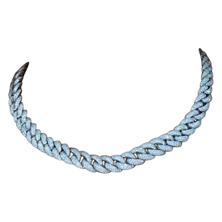 Pave Diamond Chain Link Necklace 19.61 Carat t.w. For Sale