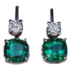 2.04 Carat Emerald Diamond White Gold Earrings