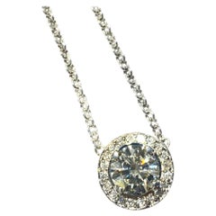 Contemporary 14 Karat white gold Diamond Halo Pendant 1.22 Ctw