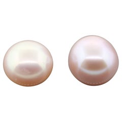Hakimoto - Paire de perles de culture en forme de tonneau rose de 14 mm