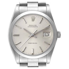 Rolex Oysterdate Precision Steel Silver Dial Vintage Mens Watch 6694