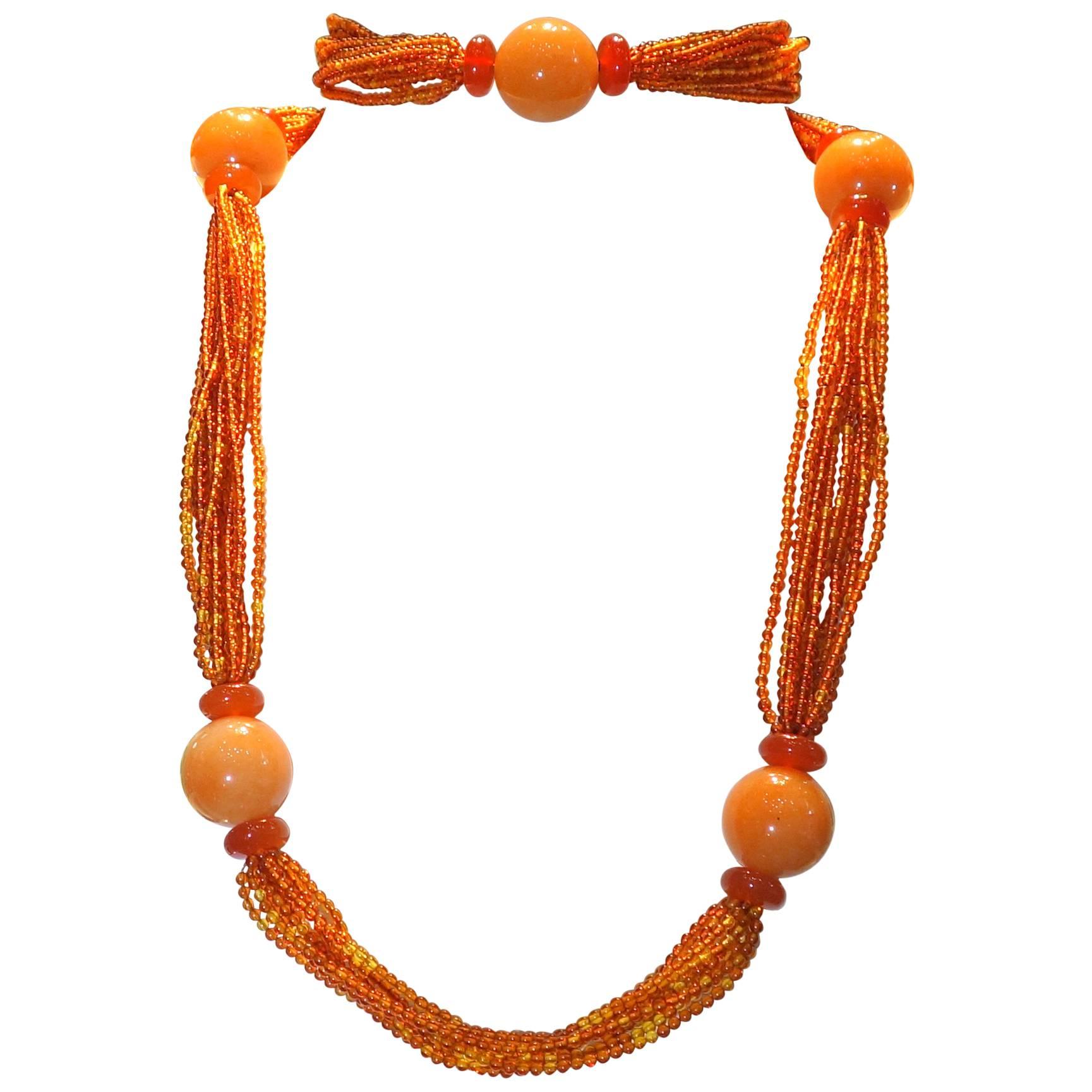 Carnelian and amber necklace