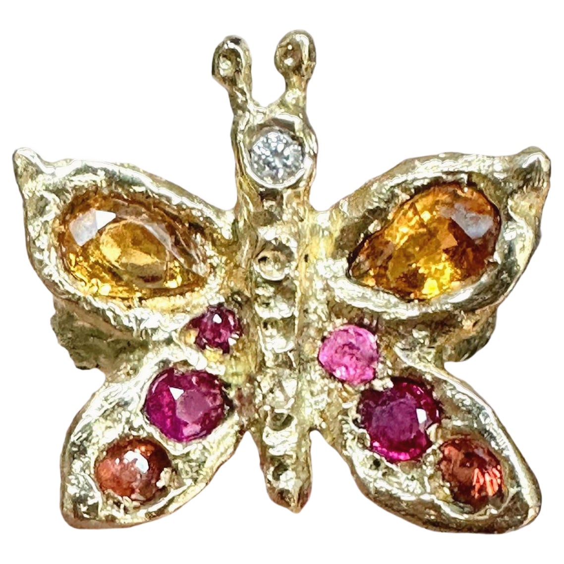 Butterfly Ring with Sapphires and a Diamond in 18k Gold One of a kind