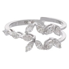 0.63 Carat Marquise Diamond Designer Ring 18 Karat White Gold Handmade Jewelry