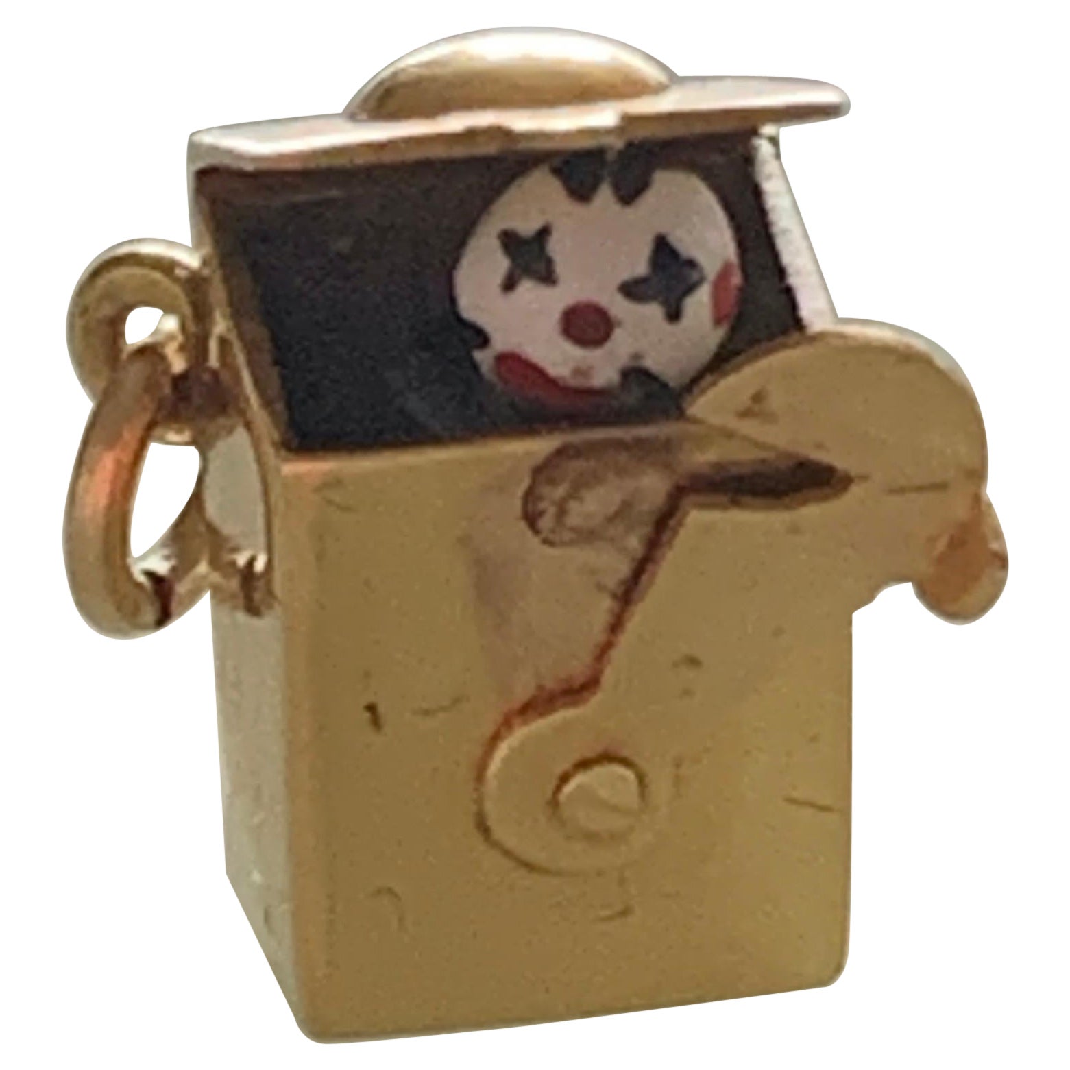 Rare Antique Pop Up Clown in a Box Charm For Sale