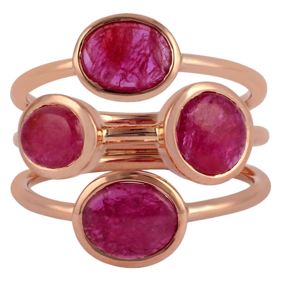 Bague rubis cloutée en or rose 18k