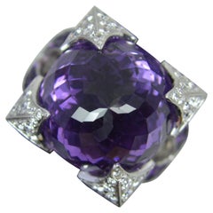 Rodney Rayner Dragon 18 Carat White Gold Amethyst and Diamond Cocktail Ring