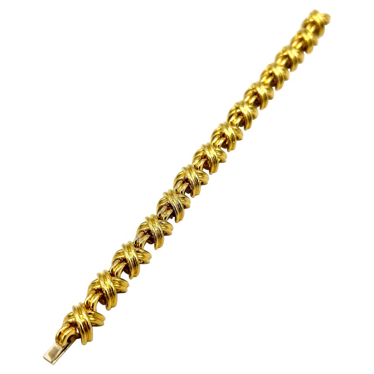 Tiffany and Co. 18 Karat Yellow Gold Signature X Bracelet For Sale at ...