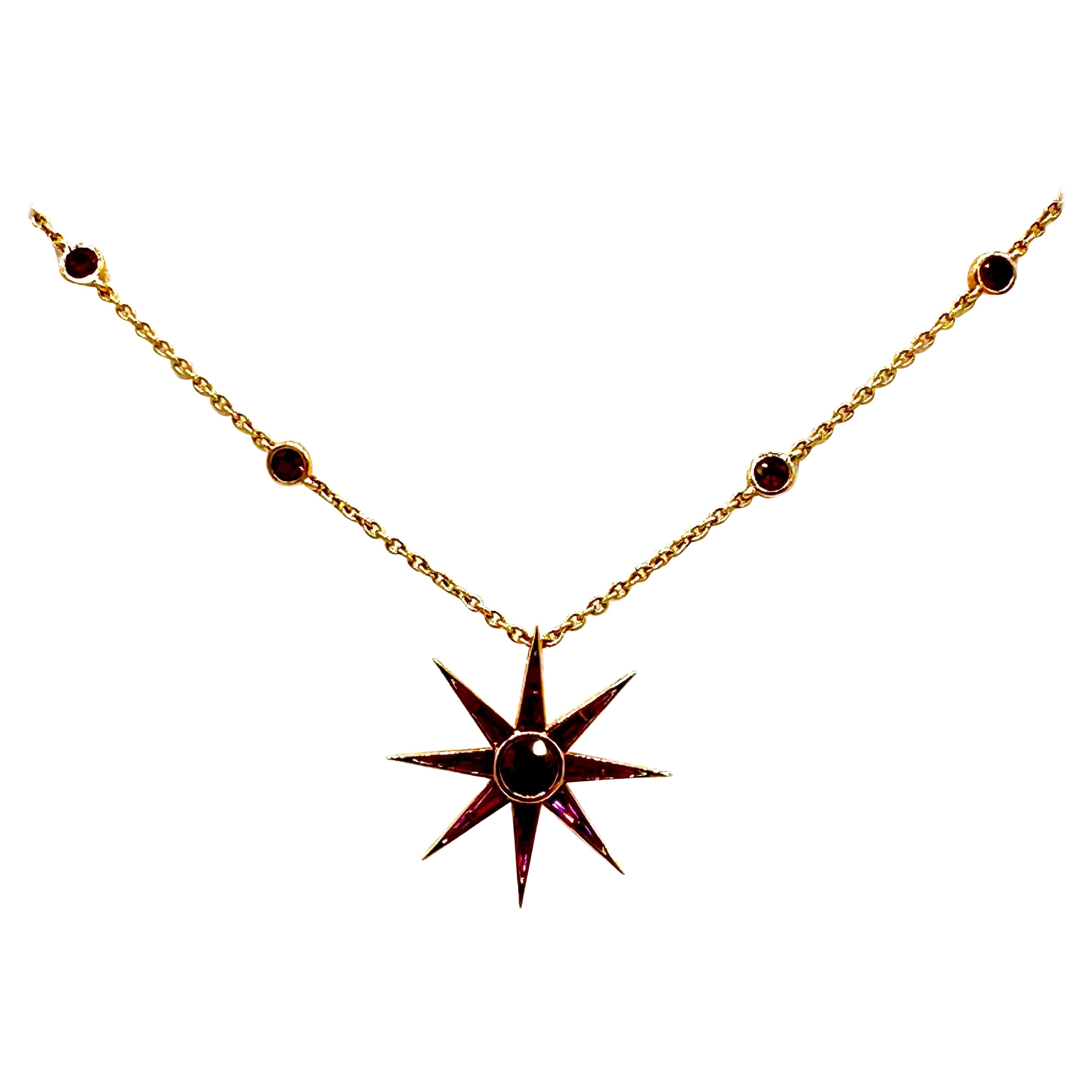 Robert Procop 2.96 Carat Ruby Luminous Starburst Pendant Necklace in Rose Gold For Sale