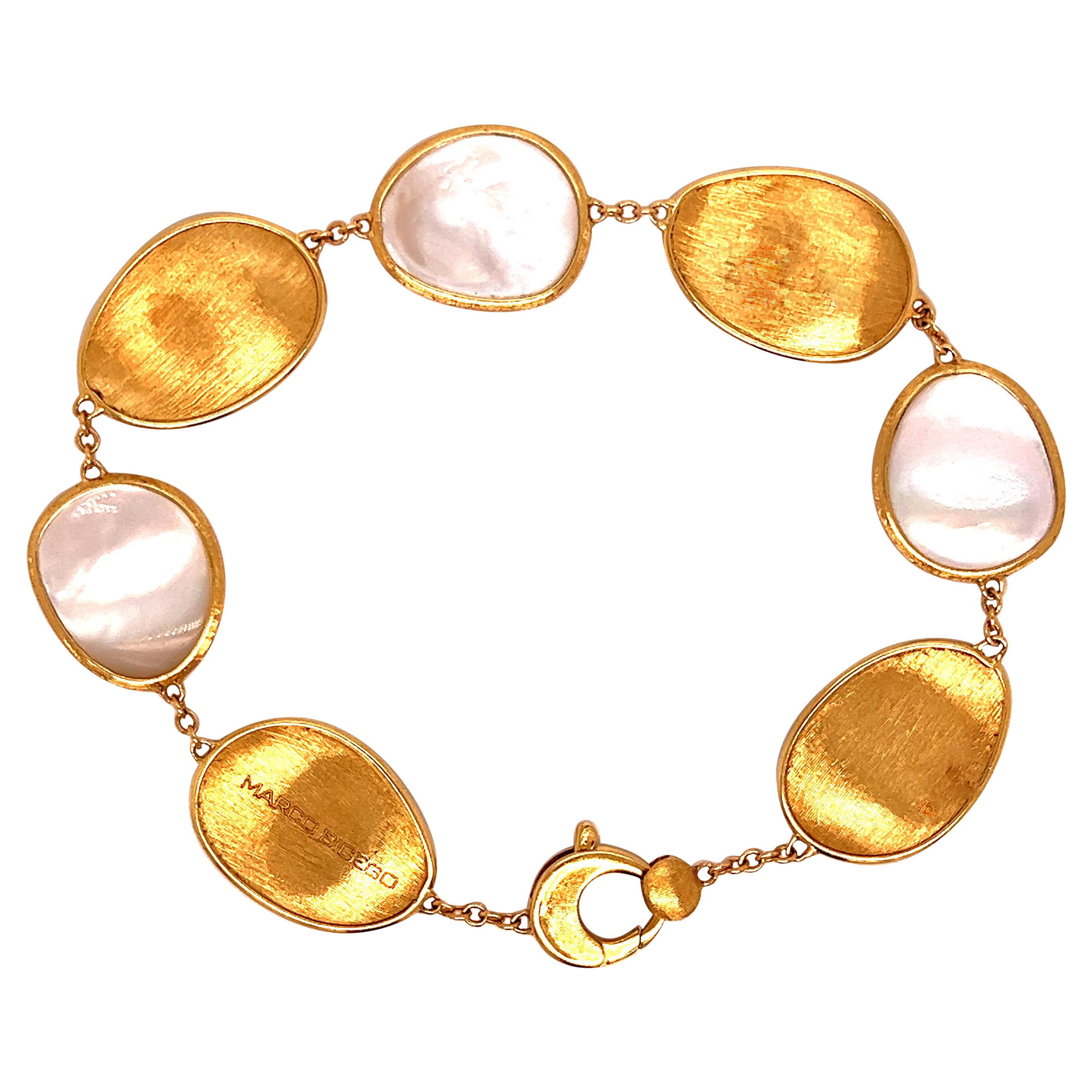MarCo Bicego Lunaria Collection 18k Yellow Gold White Mother of Pearl Bracelet