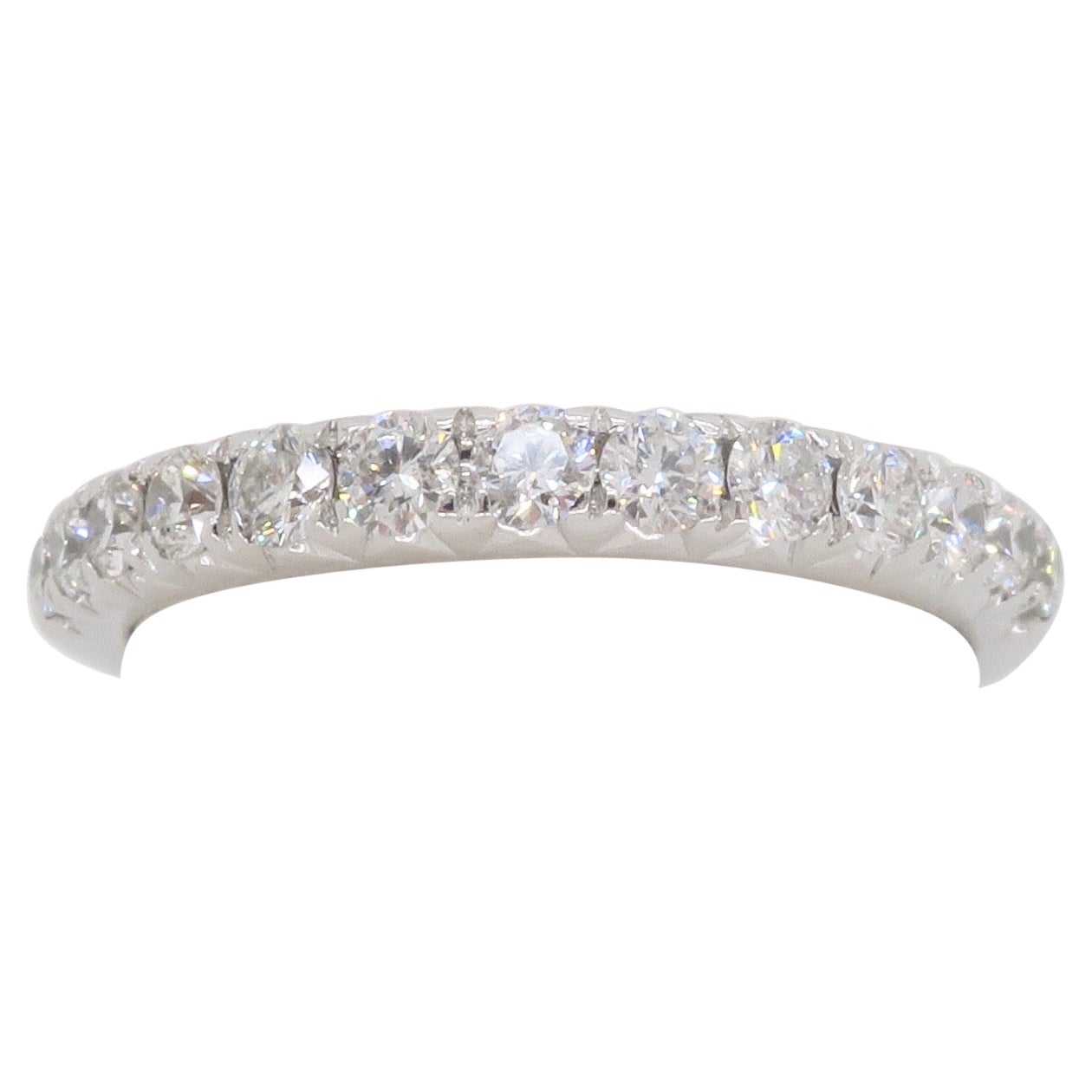 French Pavé Diamond Band Made in 14k For Sale