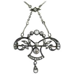 Victorian Diamond Silver Gold Lavalier Necklace Brooch 4