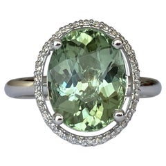 Anillo de cóctel de diamantes en oro blanco de 18 quilates con turmalina de 3,63 quilates