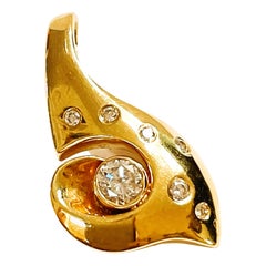 14k Yellow Gold Handmade .75 Carat Diamond Fancy Pendant with Appraisal