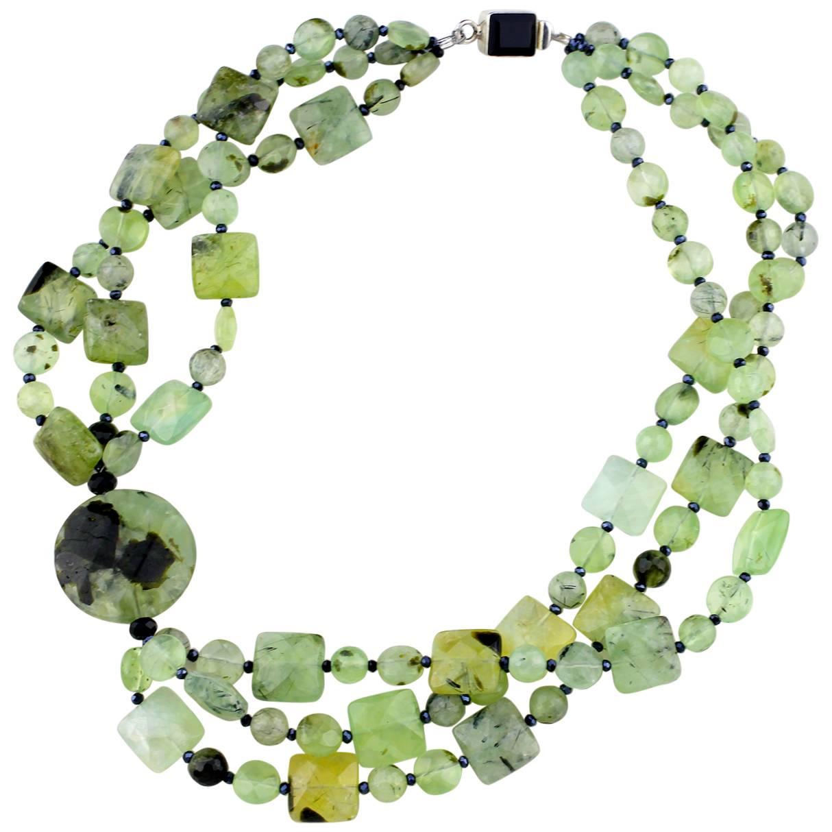 Stunningly Glowing Brazilian Prehnite Necklace at 1stDibs