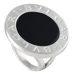 Used Bvlgari 18k White Gold Onyx Ring