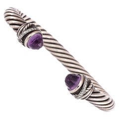 David Yurman Cable Classic Crossover Bracelet Sterling Silver with Amethyst
