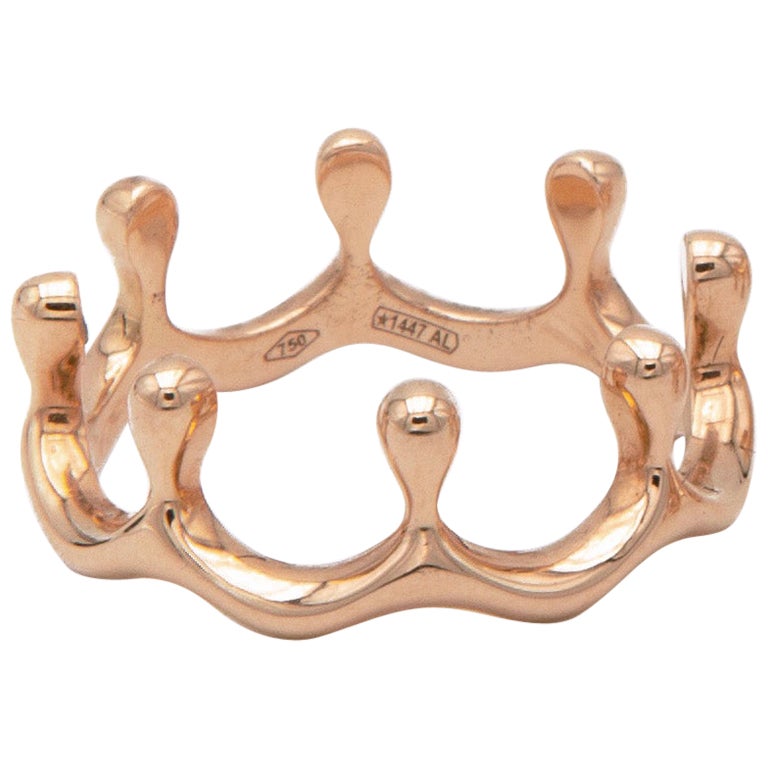 18 Karat Rose Gold "Regina" Crown Shaped Ring For Sale