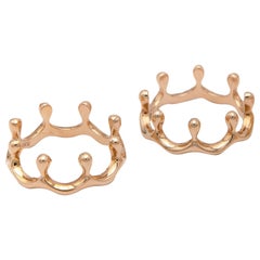 18 Karat Rose Gold "Regina" Crown Shaped Composition of Two Rings