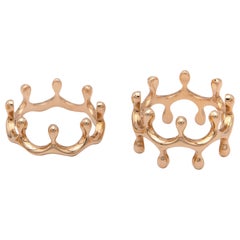 18 Karat Rose Gold "Regina" Crown Shaped Composition of Two Rings