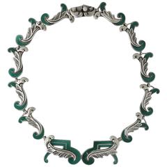 Margot De Taxco Enamel Sterling Silver Necklace