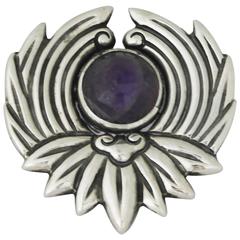 Los Castillo Sterling Silver and Amethyst Brooch