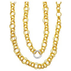 Vitolo 18 Karat Handmade Link Necklace with Double Sided Diamond Set Circle