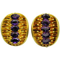 1980s Larre of New York Artistic Amethyst Gold Earrings 5