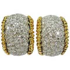 7.20 Carats Pave Diamond Gold Hoop Earrings