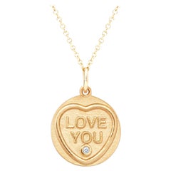 Love Hearts Love You Necklace in 18 Carat Gold and Diamond on 18 Inch Chain