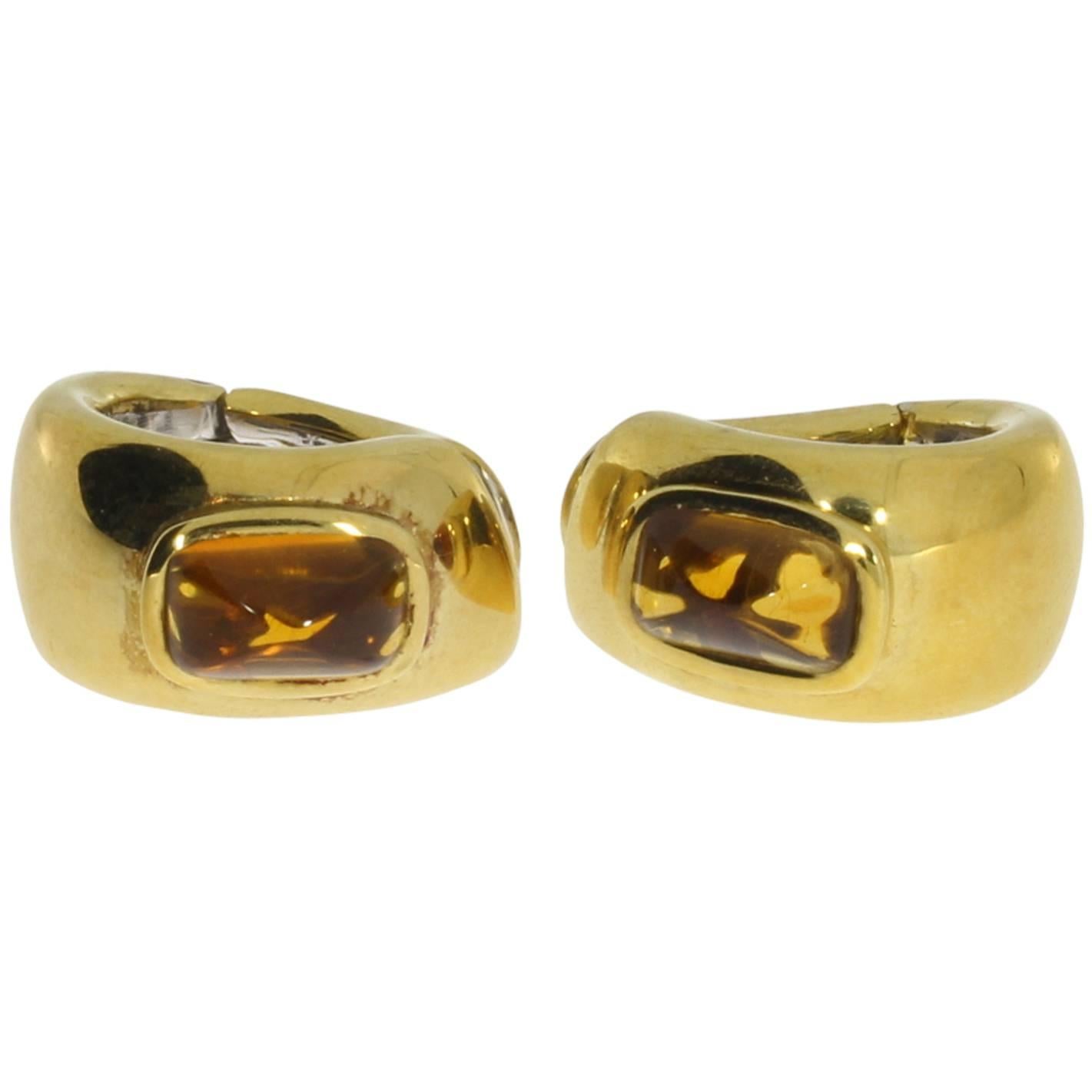 Citrine Gold Creole Clip-On Earrings