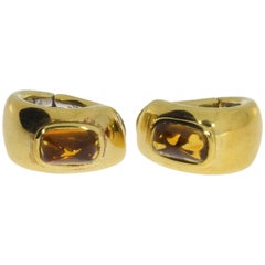 Citrine Gold Creole Clip-On Earrings