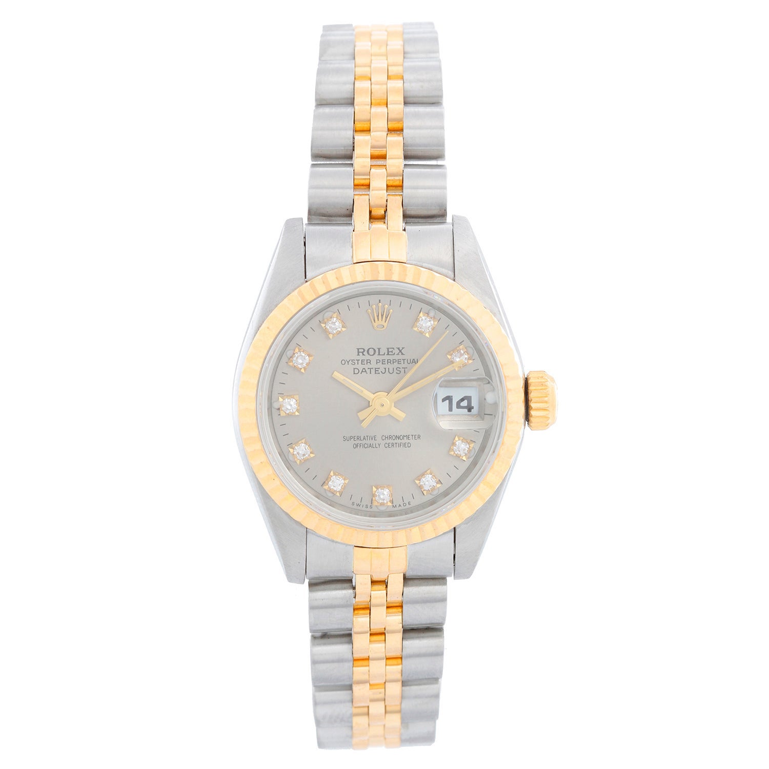 Rolex 2-farbige Datejust-Damenuhr aus Stahl und Gold 69173 im Angebot