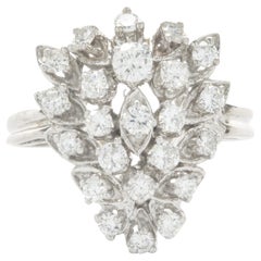 14 Karat White Gold Vintage Diamond Cluster Ring