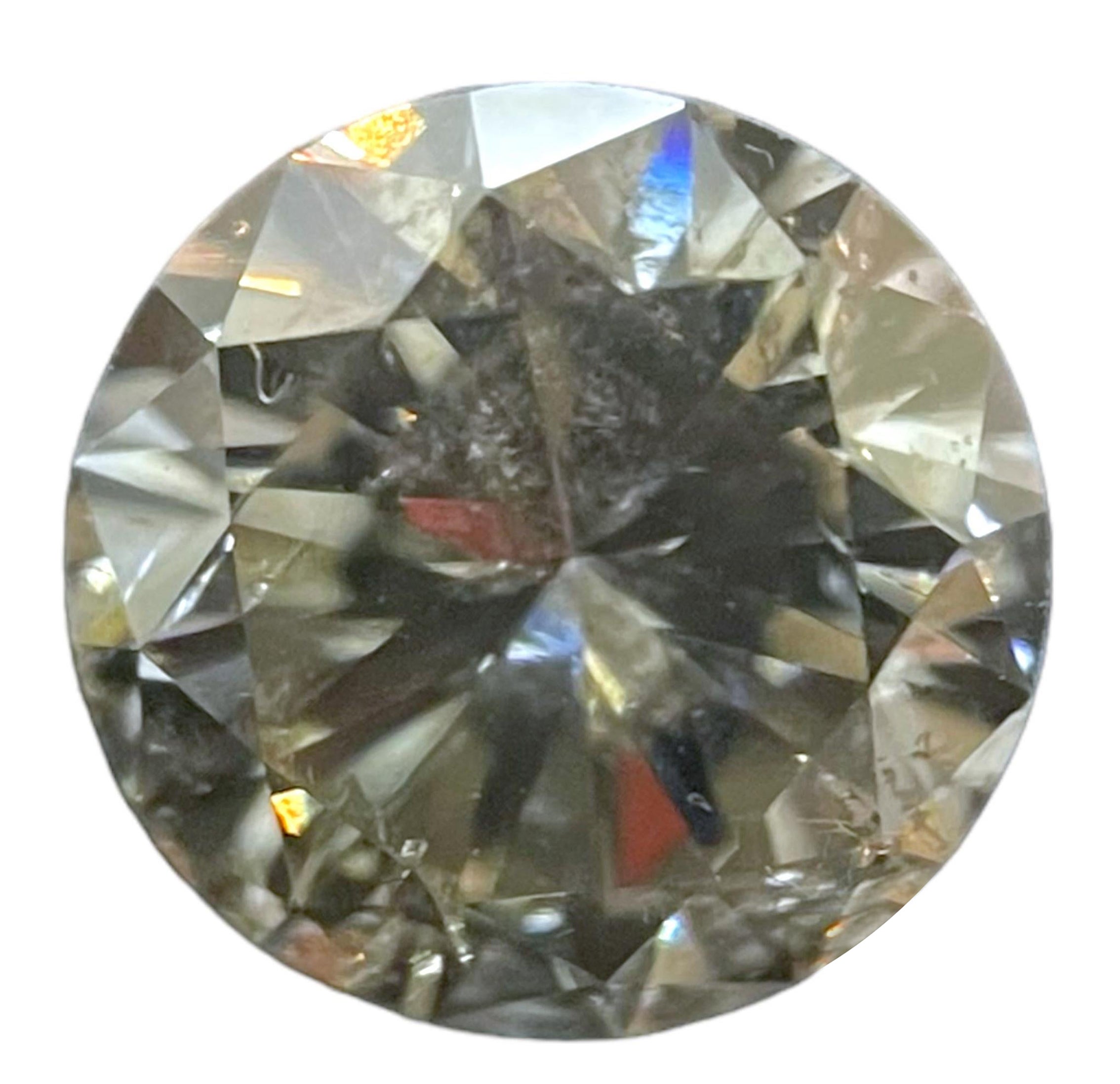 0.99 Carat Round Brilliant GIA Certified Light Gray I2 Clarity Diamond For Sale