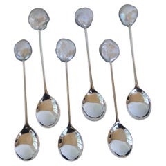 Marina J. Mothers Day Gift, Vintage Silver Plated Spoon Set with Baroque Pearls