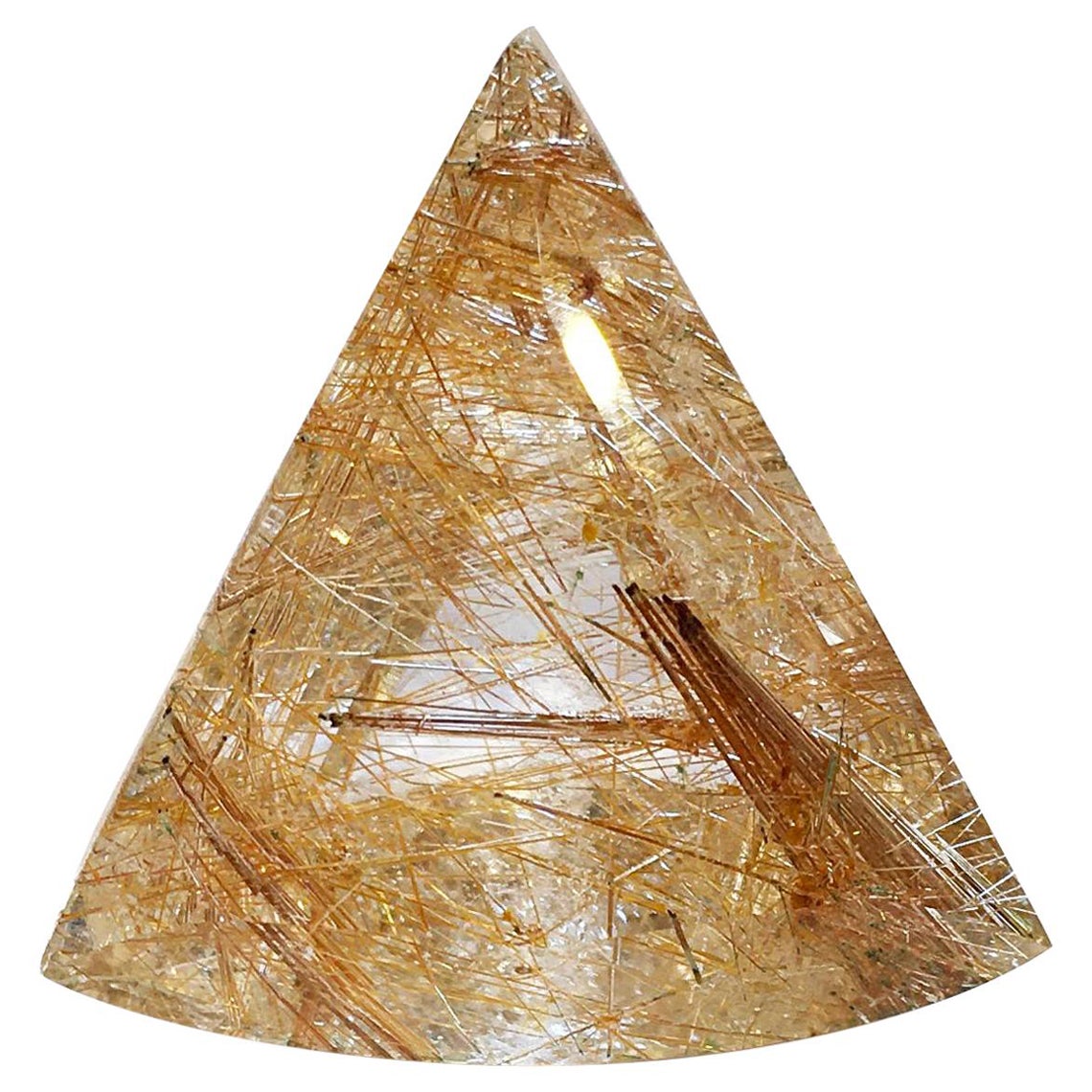 Rutile Quartz Collectors Piece, Triangle Cut 198.2 Carat For Sale