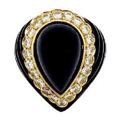 Tallarico Onyx and White Diamond Cocktail Ring in 18k Yellow Gold