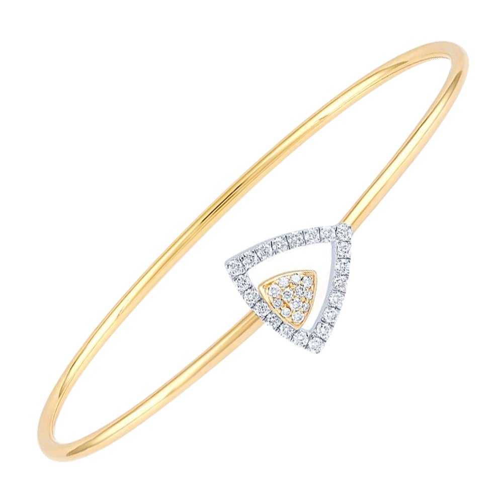 Bracelet triangulaire F-VVS en or 14 carats avec diamants naturels certifiés GSI de 0,4 carat