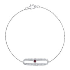 Bracelet oeil en or 14 carats certifié GSI, avec diamant naturel de 0,3 carat et pierre rouge CZ