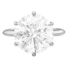 GIA Certified 3 Carat Platinum Round Brilliant Cut Diamond Engagement Ring 3X