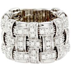 Roberto Coin Appassionata Pavé Diamond Gold Basketweave Ring 9