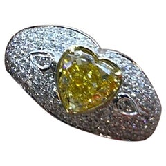 GIA Certified 2.01 Carat VS1 Fancy Light Yellow Heart Shape Diamond Ring