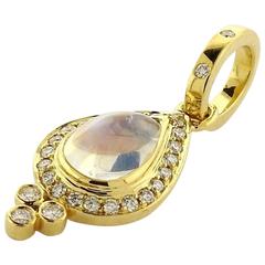 Temple St. Clair Moonstone Diamond Gold Pear Drop Pendant 11