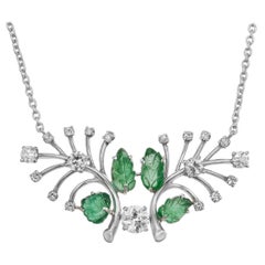 GIA Certified 3.10 Carat Emerald Diamond Platinum Pendant Necklace