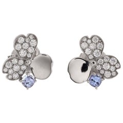 Tiffany & Co. Paper Flowers Stud Earrings Platinum with Diamonds and Tanzanites