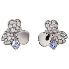 Tiffany & Co. Orecchini con fiori di carta in platino con diamanti e tanzaniti