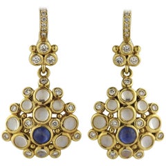 Temple St. Clair Moonstone Sapphire Diamond Gold Drop Earrings