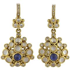 Temple St. Clair Moonstone Sapphire Diamond Gold Drop Earrings 11