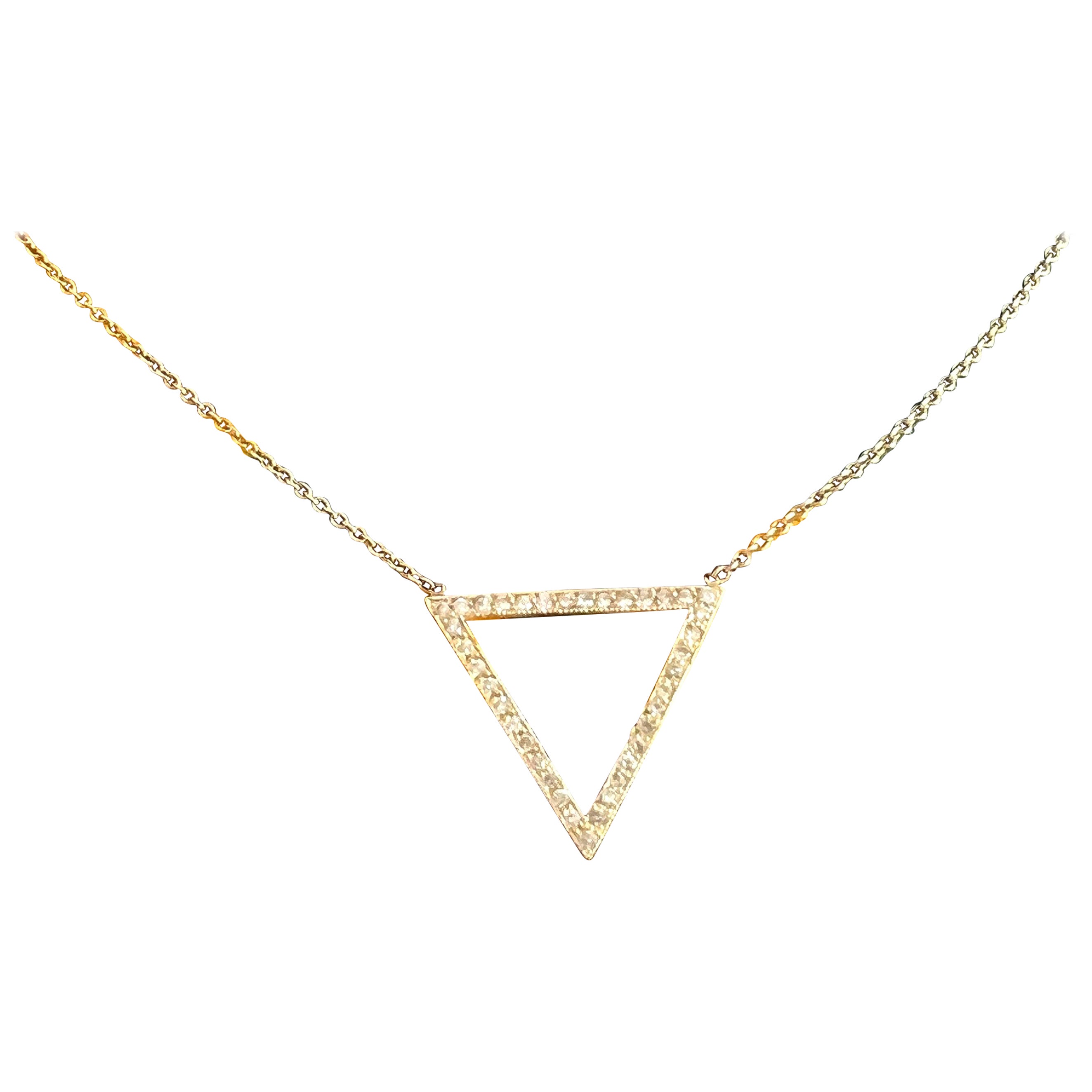 Zoe Chicco 14k Yellow Gold Diamond Triangle Pendant Station Necklace For Sale